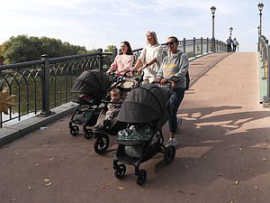 прогулка семья коляска дети мама материнство детство мать